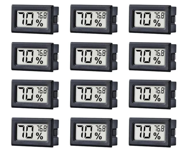 12 Pack Digital Hygrometers – Monitor Tobacco Humidity & Temperature 