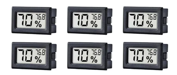 6 Pack Digital Hygrometers – Monitor Tobacco Humidity & Temperature 