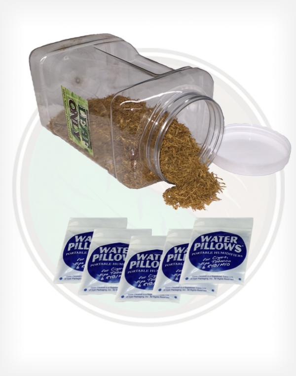 Shredded tobacco leaf storage jar container and water pillows. Keep