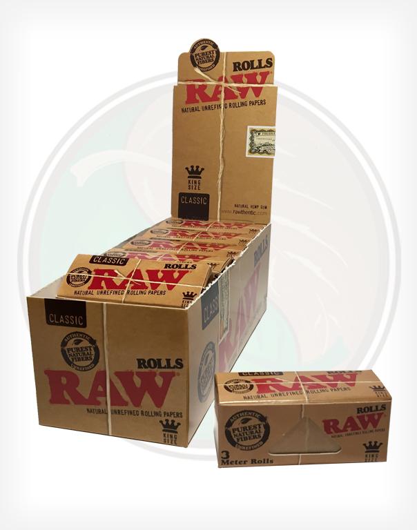 1x Box Raw Rolls Classic Natural Unrefined Rolling Paper 3 Meter 12 Rolls